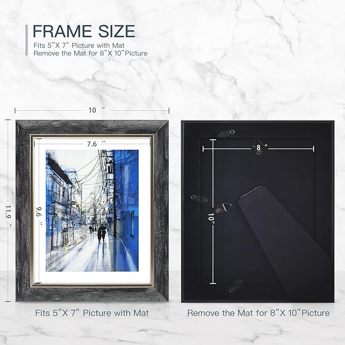 XUANLUO 8x10 Picture Frames Set of 4 Rustic Retro Photo Frame with HD Plastic Cover for Wall Mount and Tabletop Display Family Friends Wedding Gift