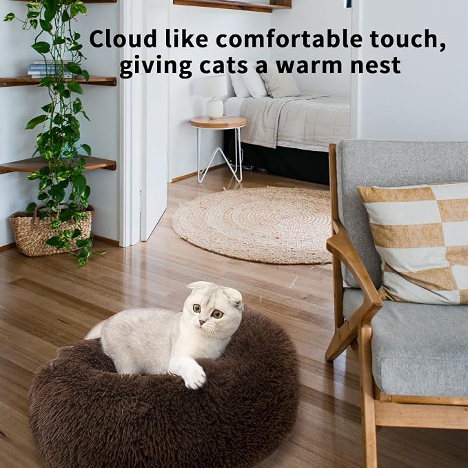 Dog Bed for Small Medium Large Dogs, 20 inch Calming Dogs Bed, Washable-Round Cozy Soft Pet Bed for Puppy and Kitten with Slip-Resistant Bottom