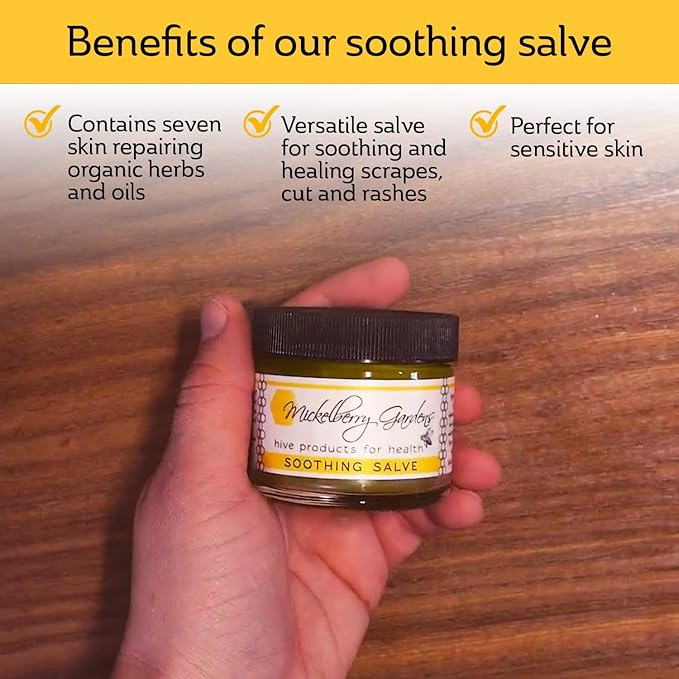 Mickelberry Gardens Soothing Skin Salve – Organic Herbal Balm with Calendula, Lavender & Beeswax – Natural Relief for Bug Bites, Scrapes & Irritations – All Skin Types – 2 oz