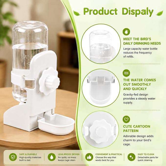 Rypet No-Mess Bird Feeder and Water Dispenser Set for Small Birds | Automatic Bird Feeder, Transparent Acrylic Food Container, Helps Reduce Seed Scatter, for Parakeet Cockatiel Parrot Canary