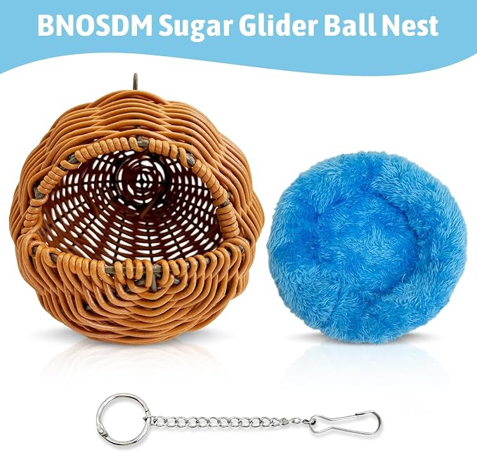 BNOSDM Sugar Glider Nest, Pet Glider Cage Sleep Nesting Squirrels Playing Hideout Hanging Hammock with Warm Cotton Pad Small Animal Cage Accessories for Marmosets Hamsters (G Type Holes)