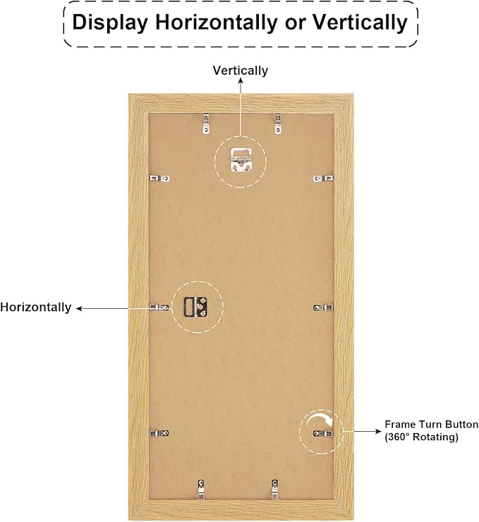 11x23 Picture Frame Display 5 opening 5x7 and 8x10 Picture Frame Collage,Multi Photo Frame with Mat,Plexiglass,Horizontal and Vertical Formats for Wall Decor,Natural Wood Grain