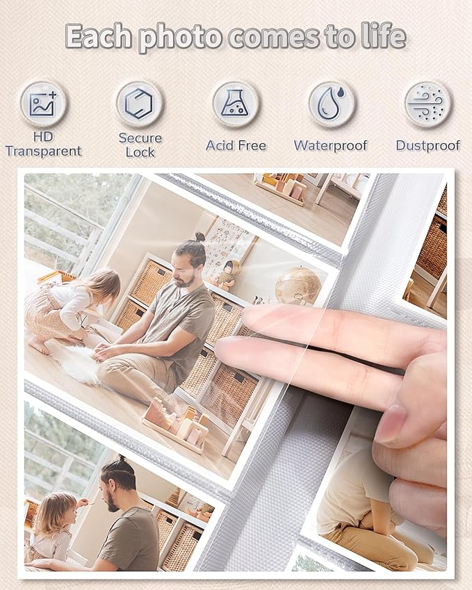 Photo Album 4x6 with 100 Pockets,Slip-in Picture Albums,Linen Cover Memory Book with Front Window,White Page Vertical Photo Book for Wedding,Family,Anniversare,Baby,Vacation