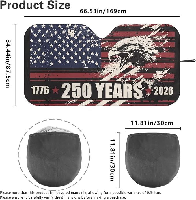 America 250th Anniversary Eagle Windshield Sun Shade Foldable Universal Car Front Window Sunshade Heat Reflector UV Ray Sun Visor Sunshades Auto Outdoor Protective Accessories
