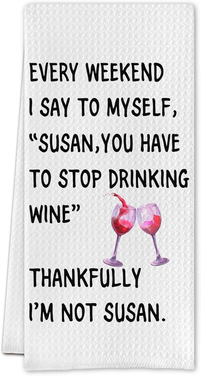 Funny Wine Kitchen & Bath Towels - 16 x 24, Wine Lovers Gifts for Women, Decor