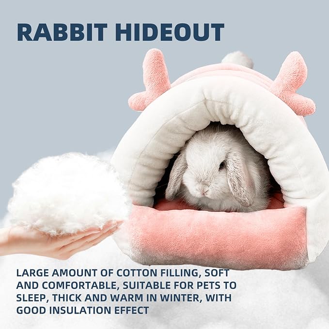Guinea Pig Hideout, Warm Bed for Guinea Pig,Rabbits, Chinchillas, Guinea Pig Bed, Cozy Small Animal Winter Shelter (Pink, Medium)