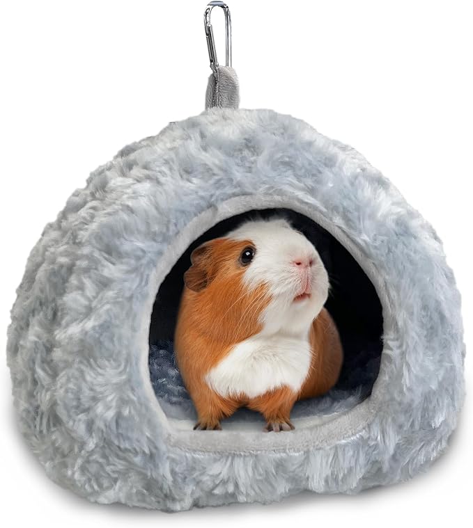 PINVNBY Guinea Pig Hideout House Ferret Bed Chinchilla House Cave Bunnies Hides Winter Nest Hamster Cage Accessories Rat Bedding for Small Animals Dwarf Hedgehogs Rabbit（Grey）