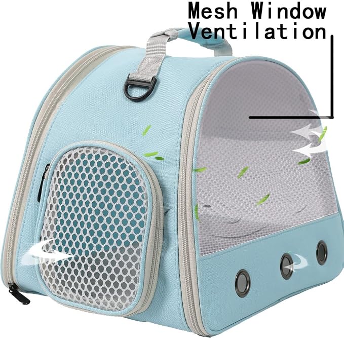 Ventilation Cage,Bearded Dragon Travel Carrier,Guinea Pig Carrier,Guinea Pig Bag for 2,Reptile Travel Carrier for Lizards Sugar Glider Hedgehog Rat Parrot Birds,Airline Approved (Blue, Mesh Carrier)