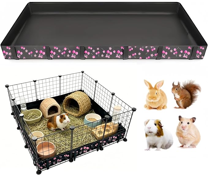 DZWLKJ Waterproof Guinea Pig Cage Liner,Washable Tarp Bottom Base,Cherry Graphic,36"x36", Reusable for Rabbit, Chinchilla, Hedgehog, Ferret & Other Small Animals.