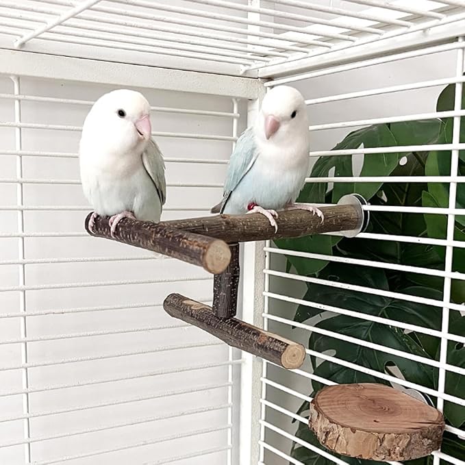 Natural Wood Bird Perches for Cage, Parrot Cage Perch Stand, Cage Accessories, Wooden Platform for Birds, Toys for Parakeets, Cockatiel, Budgie, Conure