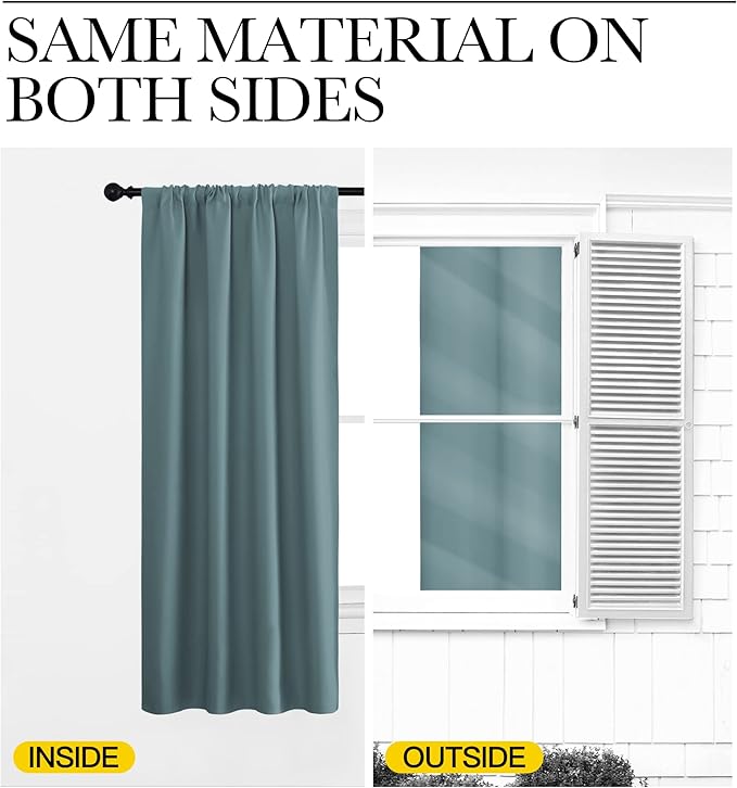NICETOWN Greyish Blue Blackout Curtains Panels for Window, Thermal Insulated Rod Pocket Blackout Drapes/Draperies for Living Room (2 Panels, W52 x L84 inches)