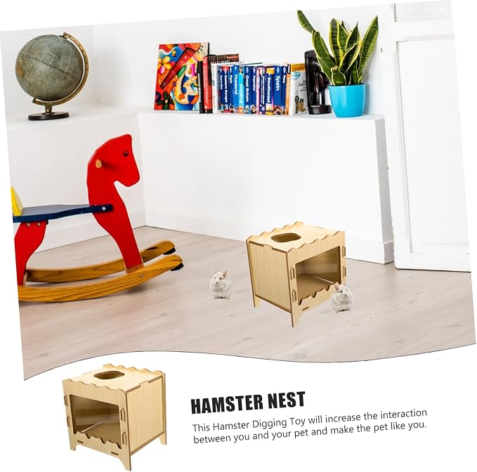 Mipcase Hamster Digging Toy Box Comfortable Small Pets Hideout Nest Indoor Outdoor Interactive Digging House for Hamsters and Gerbils
