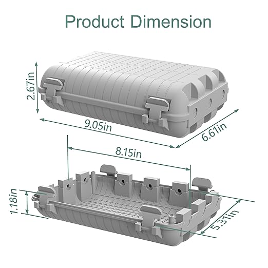 Outdoor Waterproof Electrical Box, 2 Pack Large Extension Cord Cover Protector Plug Connection Cable Safety Box IP54 Water-Resistant for Power Strip, Holiday Light and Decorations, Grey