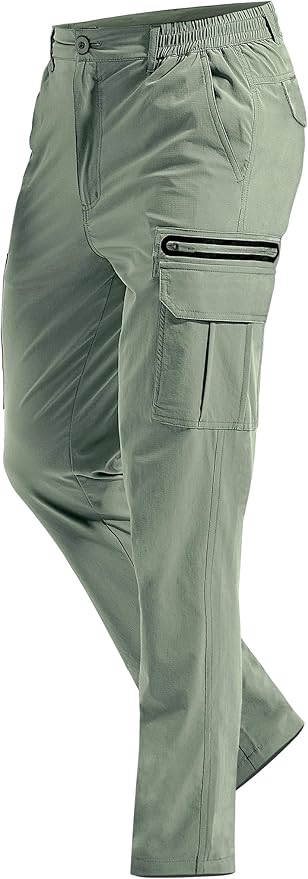 MOURCE Hiking Pants Men Lightweight Quick-Dry - Water Resistant Stretch Travel Pants with 7 Pockets for Outdoor Fishing