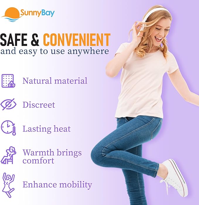 SunnyBay Heat Patches for Menstrual Cramp, Air-Activated Adhesive Heat Pads for Period, 130 F Warmth up to 8 Hours, Stick to Clothing Not Skin, 2.75 x3.5 inches, 10-Count