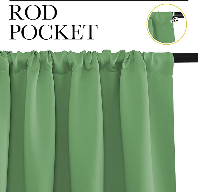 NICETOWN Blackout Curtains for Bedroom, Blackout Curtain Panels, Froest Green, 1 Pair, 62 by 63-inch, Window Treatment Energy Saving Thermal Insulated Solid Rod Pocket Blackout Drapes/Draperies