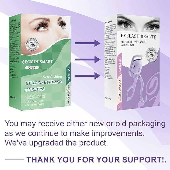 Heated Eyelash Curler, Fast 5s Heat up, 24 Hours Long Lasting, Rechargeable Electric Lash Curler, Temperature Control, Safe Anti-Burn Eye Lash Curler, Quick Natural Curling Lashes (Purple-1)