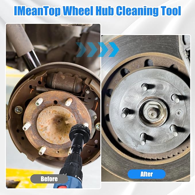 Wheel Hub Cleaning Tool Kit, Wheel Hub Resurfacing kit Includes 7 Pads, Fits Power Drill & 1/2" Impact Driven Wrenches, for Wheel Studs, Hubs, Rotors and Surface of Hub Cleaning