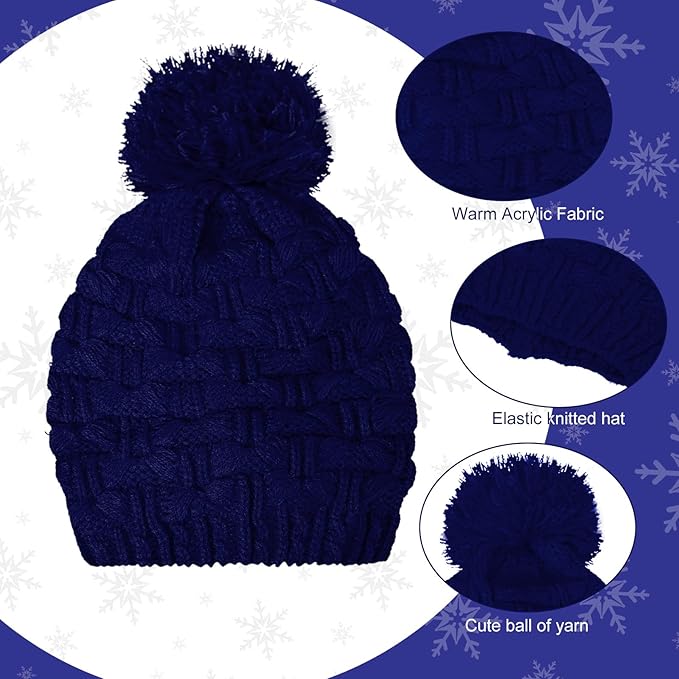 JenPen 4 Pcs Winter Hat Scarf and Gloves Set for Women Include Ear Cover Cold Weather Scarf Hat Knit Beanie Gloves