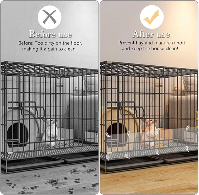 Pet Cage Liner Protection, Rabbit Cage Plastic Panels, 12 PCS Cage Urine Guard for Rabbit, Guinea Pig, Hamster, Hedgehog, Chinchilla, Ferret, Bunny - Transparent, 11.8"x5.9"