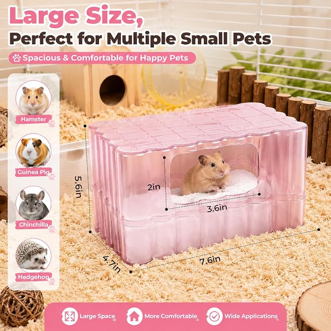 Hamster Sand Bath Container, Small Animal Dust Bath House with Scoop, White | Enclosed Hamster Bathroom Digging Box & Toilet for Guinea Pig Gerbil Hedgehog Chinchilla Ferret