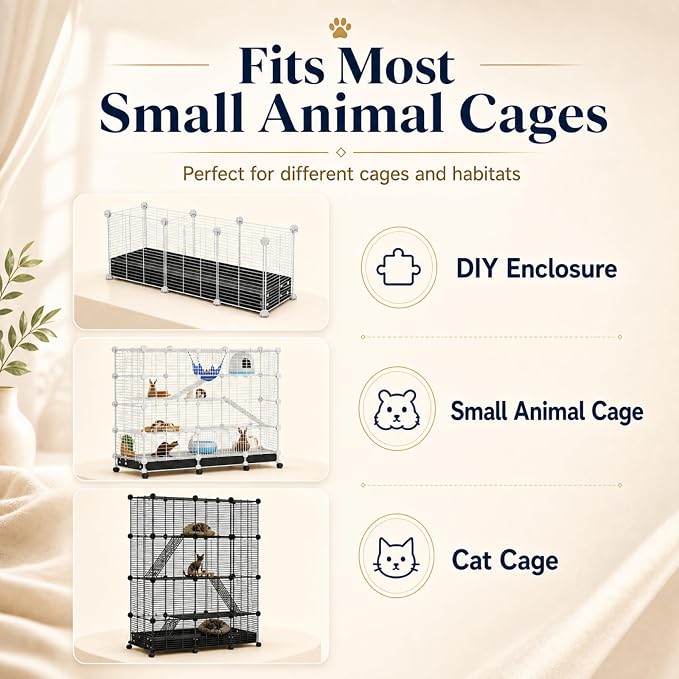 STILLCOVE 2Pcs Guinea Pig Cage Liner, Foldable Corrugated Plastic Base Tray | 2 x 3 Panel Size Bottom, Rabbit Bunny Pee Pads, Bird Mat, Small Animals Chinchilla Ferret Rat Hedgehog Hamster Mouse Squirrel