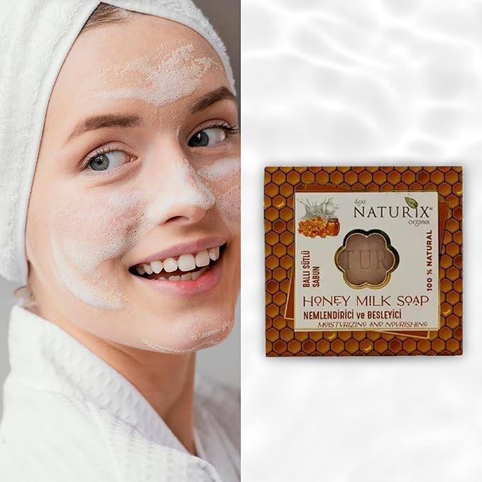 Organic Bar Soap Moisturizing Soap Made from Natural Oil | Hair Hand Face Body Bath Wash | Skin Care Cleanser Shampoo (Honey Milk)