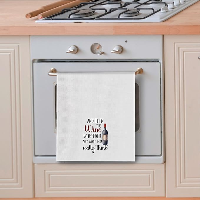 Funny Wine Kitchen Towels, Gifts for Wines Lovers Dish Tea Bar Towels for Kitchen Bar Cart Decor, Wine Gifts for Women Men Decorative Hand Towels, 16x24 Inches