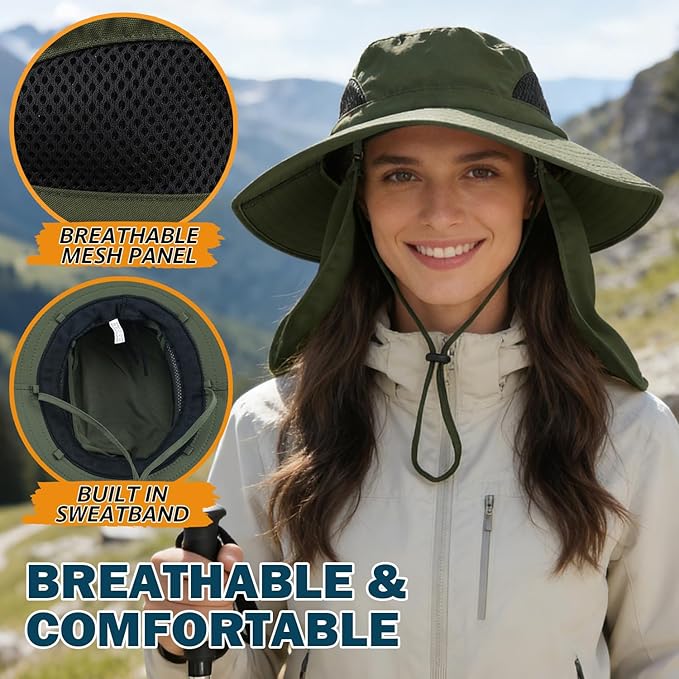 EINSKEY Wide Brim Sun Hat, UPF 50+ UV Protection Waterproof Packable Bucket Hat for Men & Women, Fishing Hiking Beach Garden