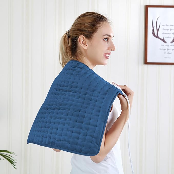24"X20" Electric Heating pad with 6 Heat Settings, Auto Shut Off, Dry Electric Heating for Back Neck Knee Arms Legs Shoulder Heat Pads for Christmas Birthday Father's Day Mother's Day (Dark Blue)
