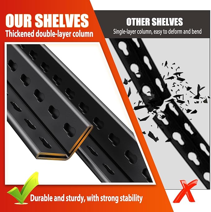 Set of 3 78"H Garage Shelving-2050 lbs 5 Tier Storage Shelves,Adjustable Heavy Duty Metal Shelving Unit and Storage Large Rack,Utility Steel Shelf for Warehouse Industrial Pantry 78"x46"x20",Black