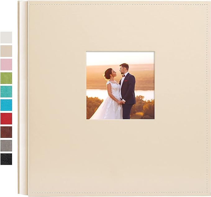 potricher Photo Album 4x6 600 Photos Leather Cover Large Capacity Picture Albums with 600 Horizontal and Vertical Pockets for Family Wedding Anniversary and Baby (Beige)