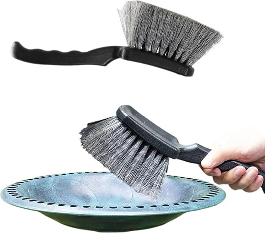 Bird Bath Brushes for Cleaning, Heavy Duty Outdoor Scrub Brush for Bird Feeders & Water Fountains, Concrete Fountain Cleaner Brush with Stiff Bristles, Safe for Birds, 9.44 Inch with Hanging Hole