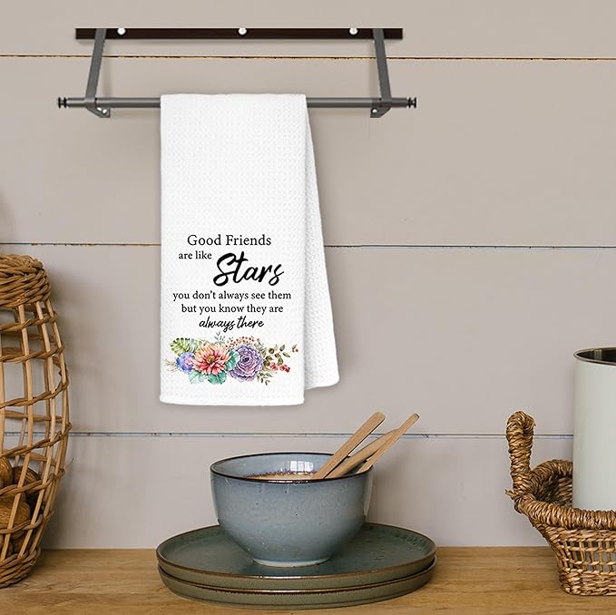 JINYO Good Friends are Like Stars Gifts Kitchen Towels, Friendship Gifts for Women Hand Towels, Best Friend Bestie Gifts Dish Towels Tea Towels for Kitchen, Long Distance Friendship Gifts, 16x24 Inch