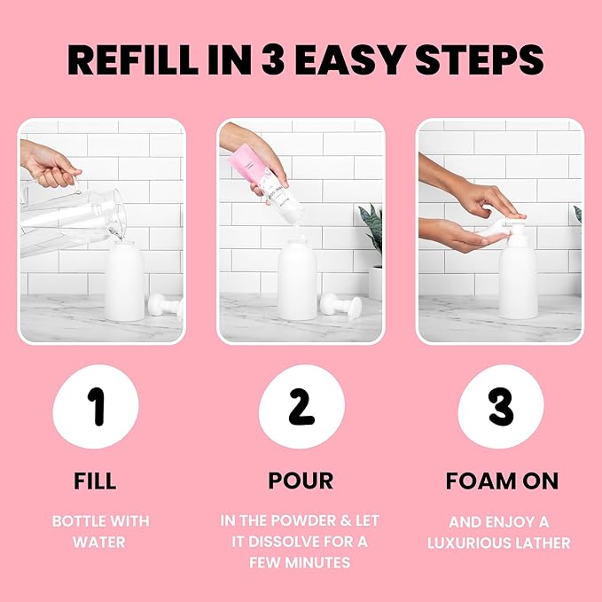 Foaming Hand Soap Refills with Reusable 12oz Soap Dispenser, Concentrated Powder to Liquuid Hand Soap Refills Make 3x12oz Bottles of Foaming Hand Wash (Sweet Citrus)