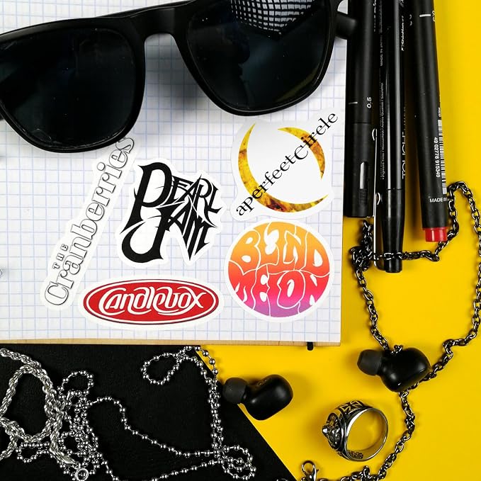 100Pcs Grunge Stickers, 90's Grunge Music, Rock Stickers, Rock Band Decals, Music Gifts for Men and Women