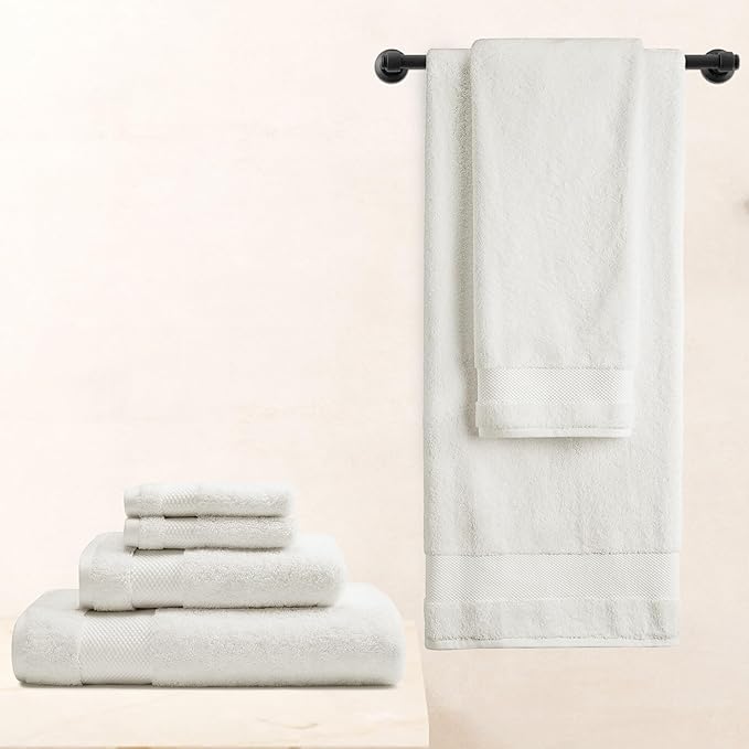 BIOWEAVES 100% Organic Cotton 700 GSM Plush Bath Towels 30" x 58" GOTS Certified - Ivory, Pack of 2