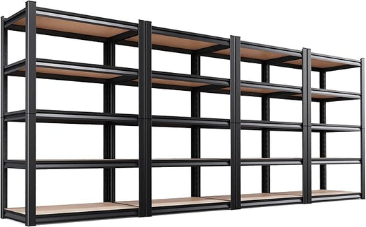Set of 4 Garage Shelving Heavy Duty Storage Shelves, Metal Adjustable Shelving Unit, Utility Garage Organizer Shelf for Basement, Pantry, Kitchen, Warehouse,15.7" D x 35.4" W x 71.2" H