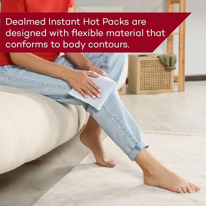 Dealmed Instant Hot Pack – Pack of 24, 5" x 9" Disposable Hot Packs for Injuries, Swelling, Sprains, Muscle Soreness and More, Single Squeeze Activation White