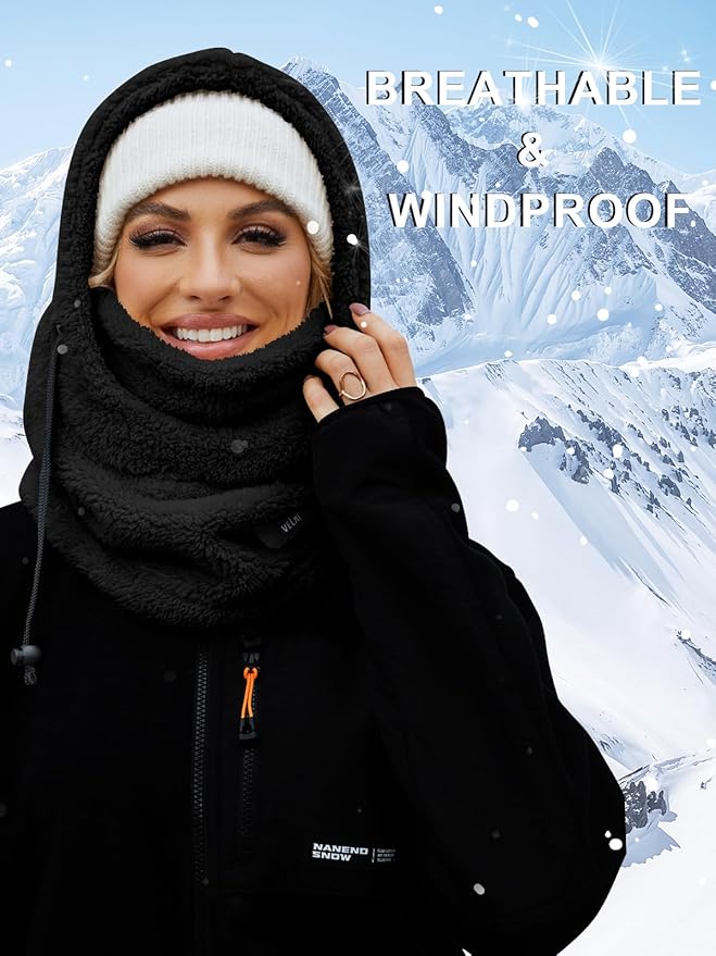 Balaclava Fleece Ski Mask for Men Women Winter Face Masks Windproof Hooded Scarf Cold Weather Hat Neck Warmer