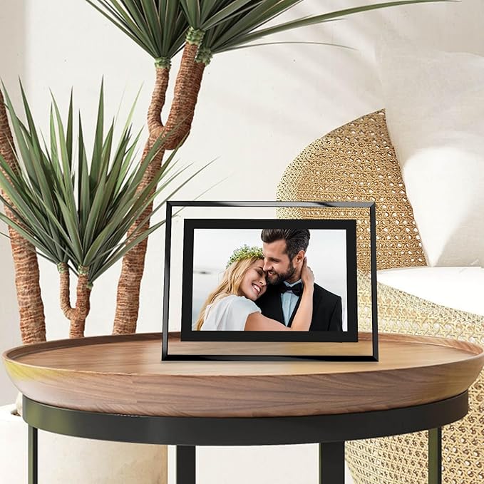 4x6 Picture Frames Black - Set of 4, HD Real Glass 4 by 6 Photo Frame for Tabletop Display, Wedding Birthday Christmas Day Gifts (4 x 6, Black)