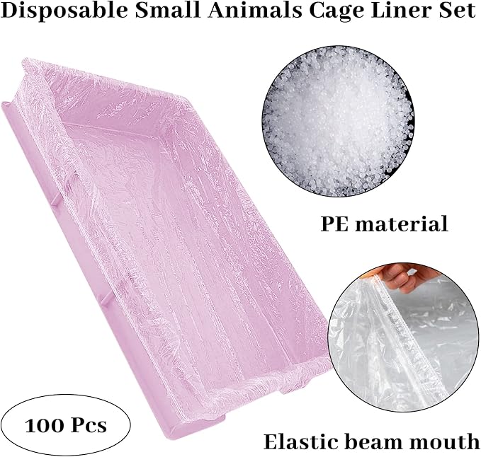 BNOSDM 100 PCS Disposable Rabbit Cage Liner 28"x20" Plastic Guinea Pig Cage Bedding Hamster Litter Pan Bags Universal Toilet Film for Bunny Chinchilla Ferret Hedgehog Small Animals (47")