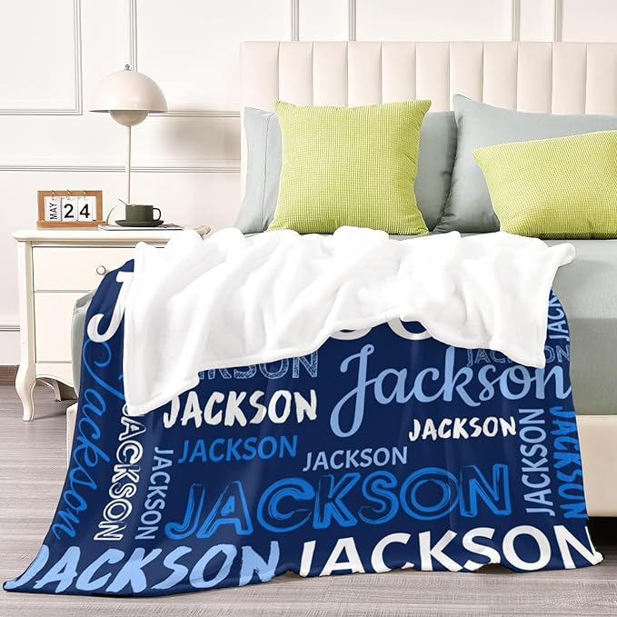 Custom Initial Baby Name Blanket - Personalized Throw Blanket for Babies Kids Adults