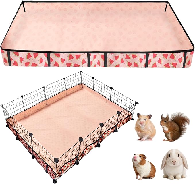 Waterproof Guinea Pig Cage Liners, Washable & Reusable Small Animal Cage Mat, for Rabbit, Hamster, Chinchilla, Hedgehog (Watermelon),C&C 36x48 inches
