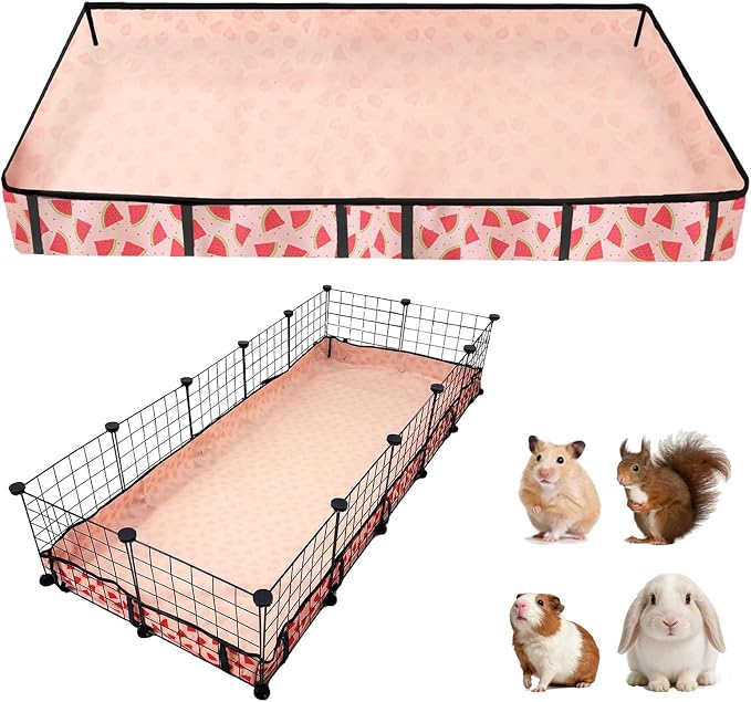 Waterproof Guinea Pig Cage Liners, Washable & Reusable Small Animal Cage Mat, for Rabbit, Hamster, Chinchilla, Hedgehog (Watermelon),C&C 28x70 inches