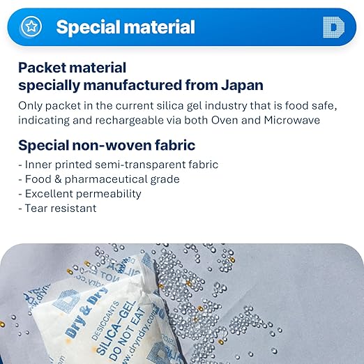 Dry & Dry Orange Indicating Silica Gel Packets Desiccants - Food Safe Packs, Silica Gel Packets, Desiccant Packs for Food Storage (100 Gram, 7 Packets)