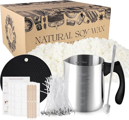 Candle Making Kits for Adults,Beginner,Kids, Soy Wax, Making Supplies Include 10 LB Soy Wax Flakes, 100 Candle Wick, Centering Devices, Melting Pot
