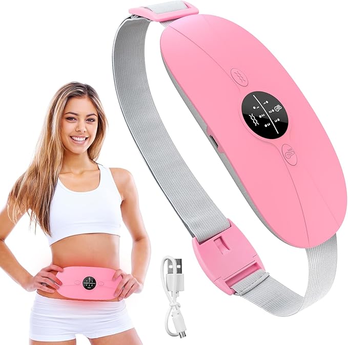 Heating Pad for Period Cramps, 3 Heat Levels and 3 Massage Modes, Portable Heating Pad for Menstrual Cramps, Cordless Electric Period Belt Back Belly Heat Pad, Pink