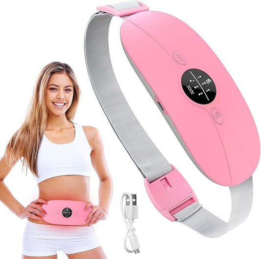 Heating Pad for Period Cramps, 3 Heat Levels and 3 Massage Modes, Portable Heating Pad for Menstrual Cramps, Cordless Electric Period Belt Back Belly Heat Pad, Pink