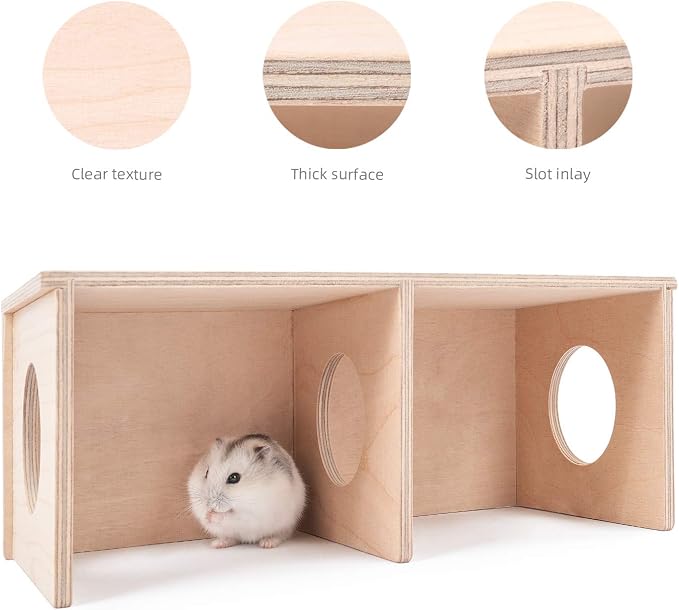Niteangel Hamster Secret Peep Shed 2-Chamber Hideout & Tunnel Exploring Toys (Small - for Dwarf Hamster)